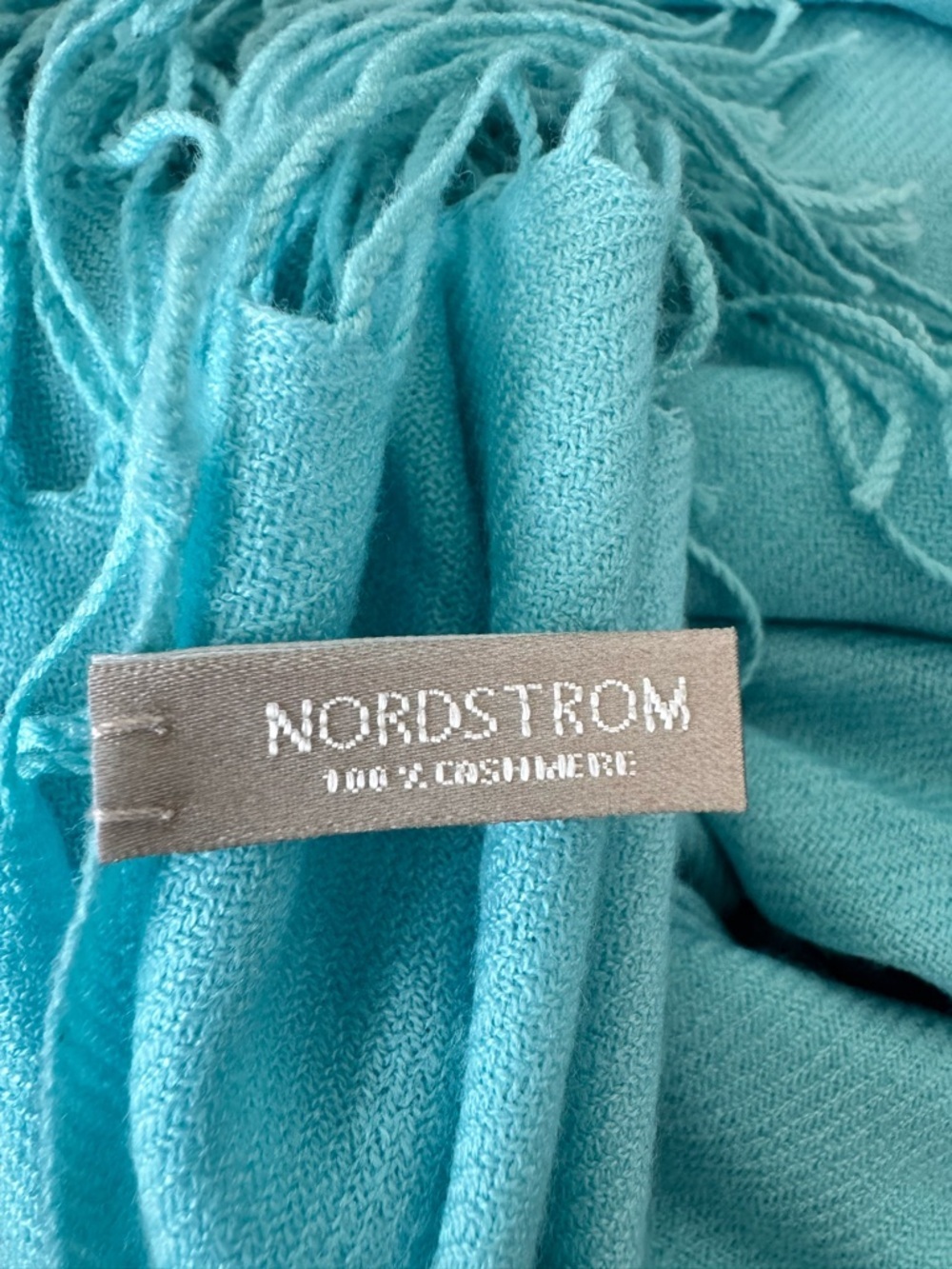 Nordstrom 100% Cashmere Scarf – Aqua/Turquoise – Oversized Wrap - Picture 2 of 4
